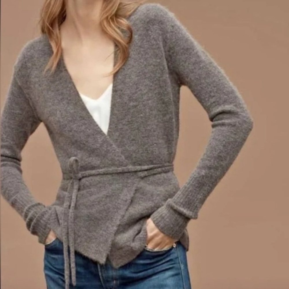 Aritzia Wilfred Free Gigi Wrap Sweater XS | Alpaca Wool Blend Tie Cardigan
